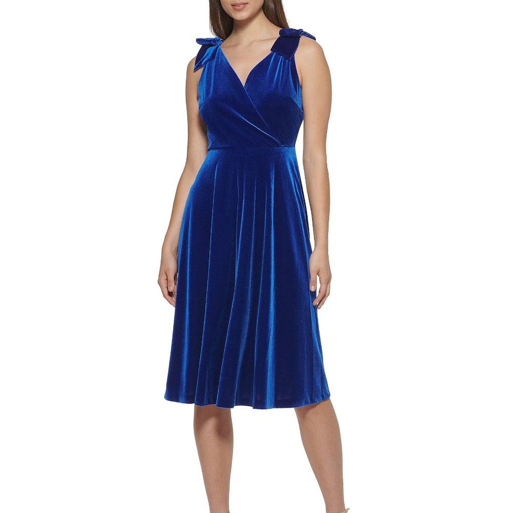 Kensie Blue Velvet Midi Dress